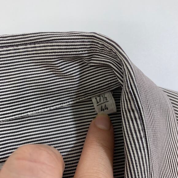 Versace Shirt Mens 17.5 Trend Collection Black White Striped Button Up Dress - Picture 6 of 12